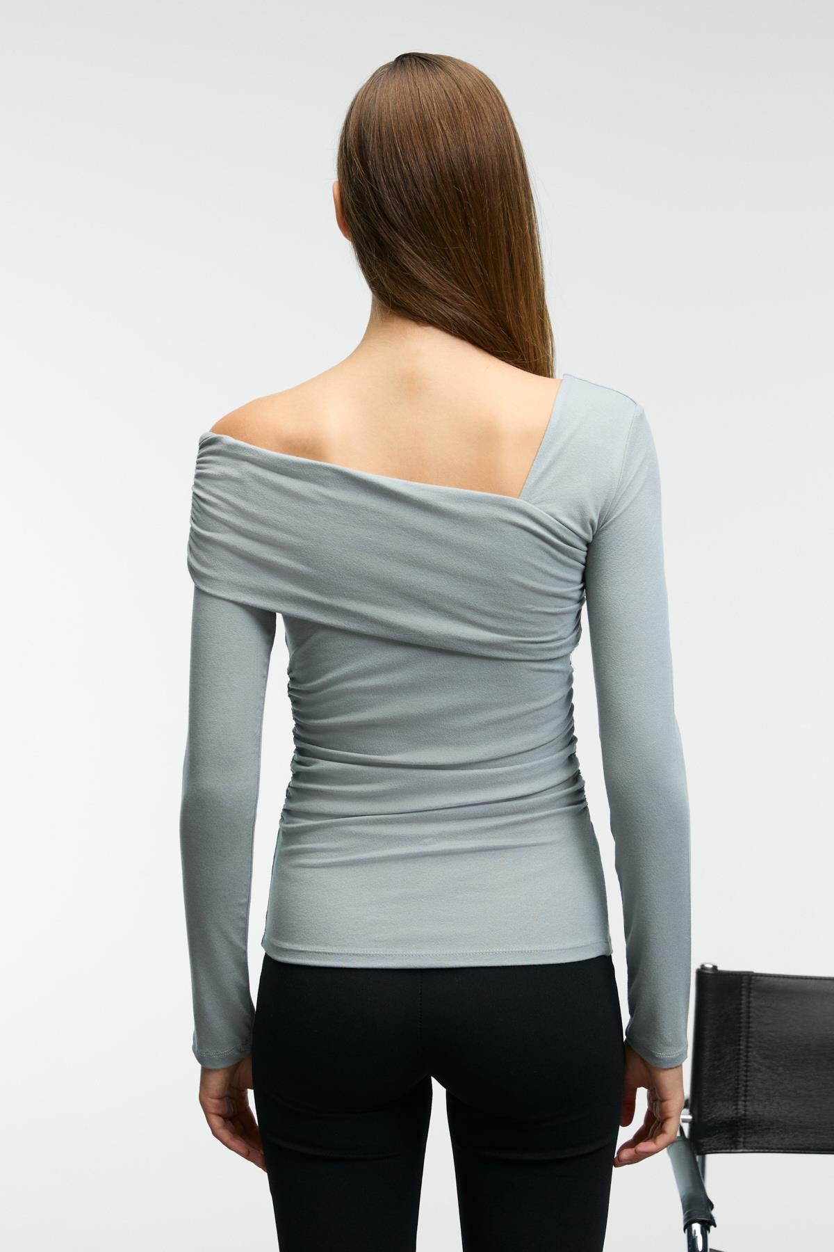 VELMEA Damen Asymmetrische Bluse