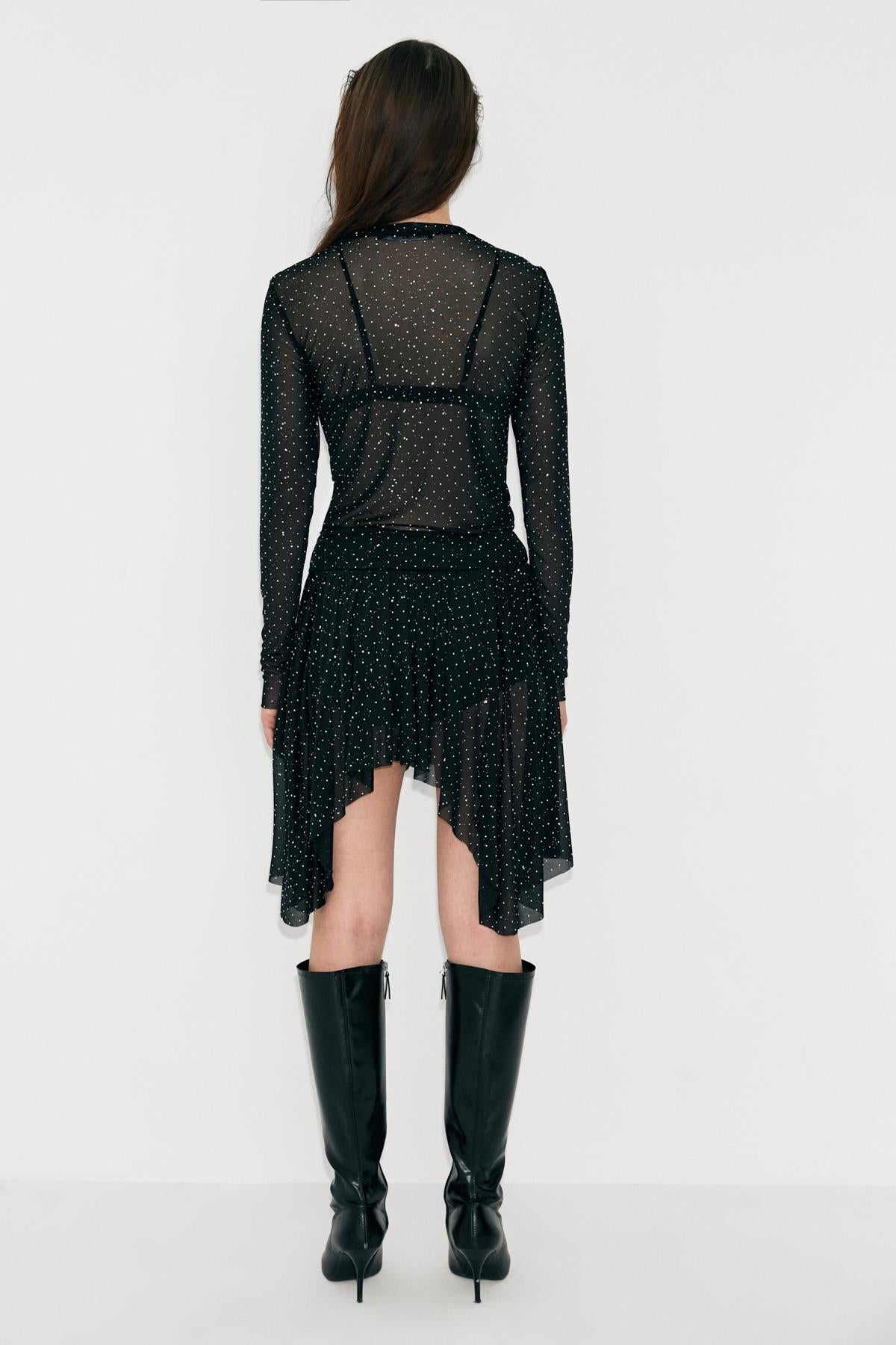 VERDADES Damen Transparente Bluse Rundhals
