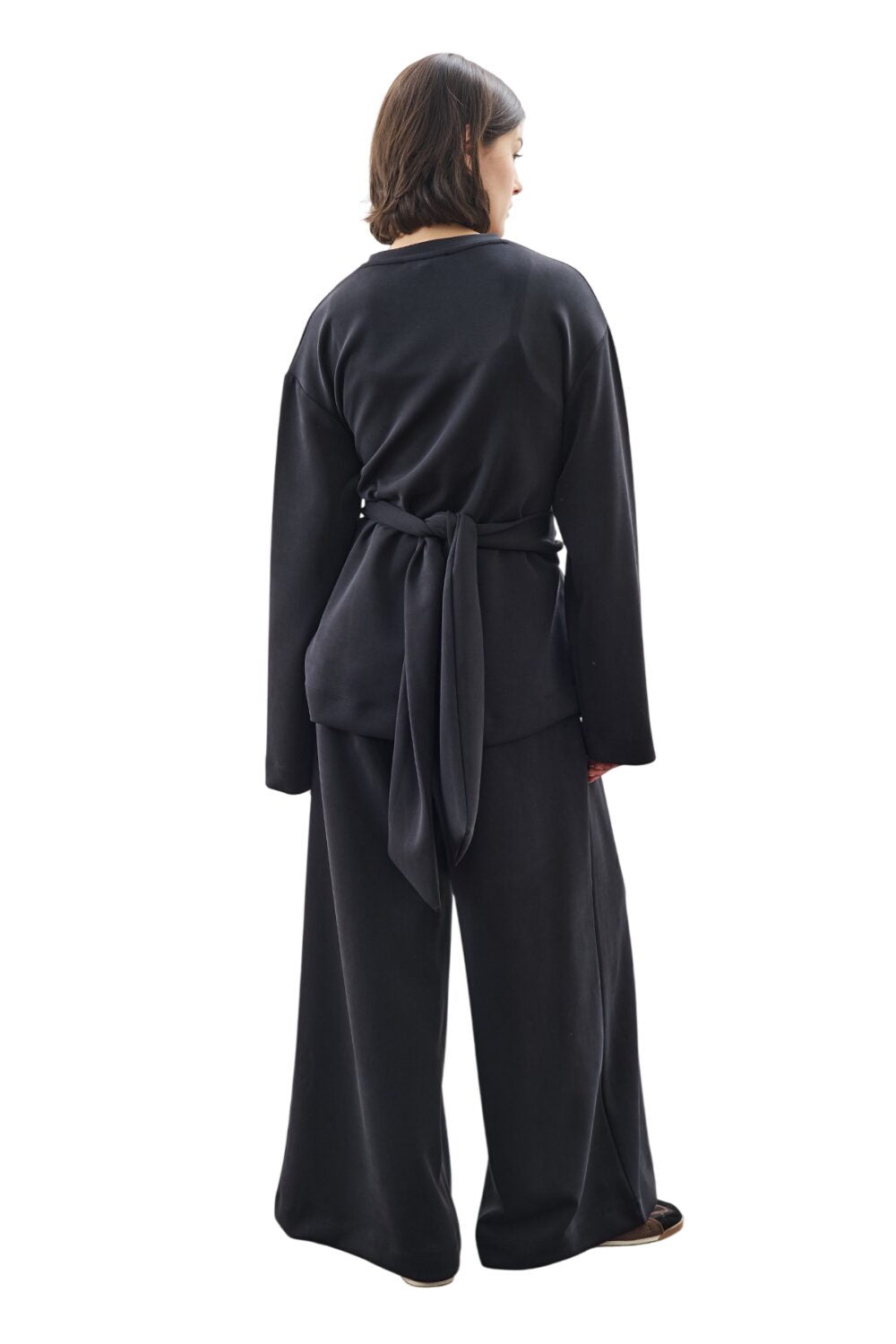 WEICHES, STRUKTURIERTES MODAL-SWEATSHIRT ZUM BINDEN BRAUN