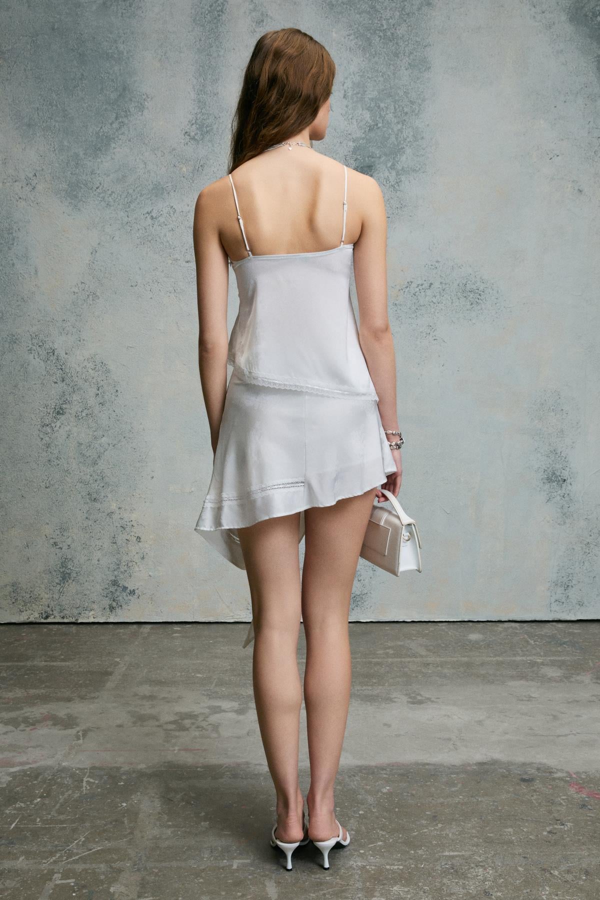 Damen Spitze Asymmetrischer Minirock