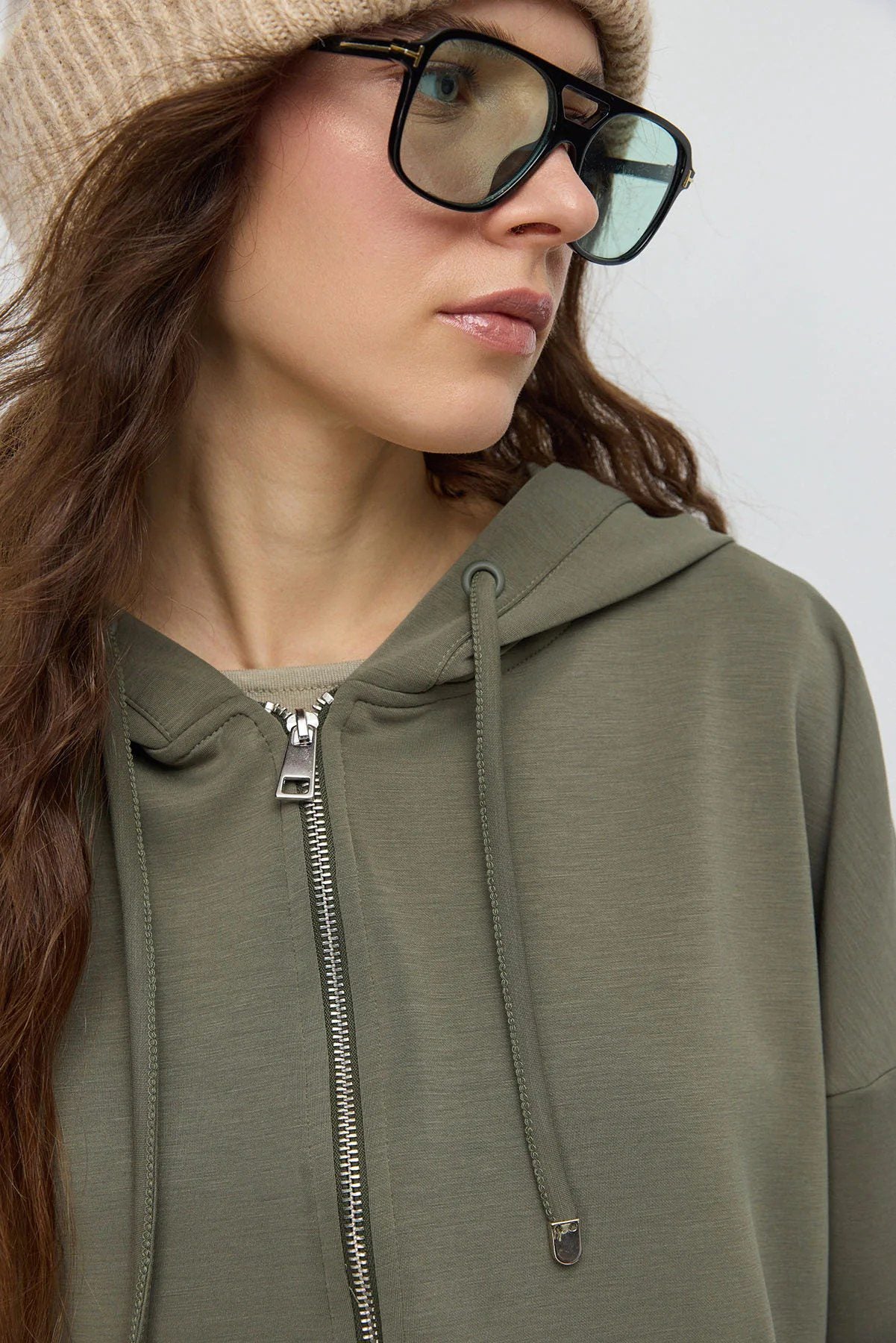 Kurze Jacke mit weichem, strukturiertem Reißverschluss