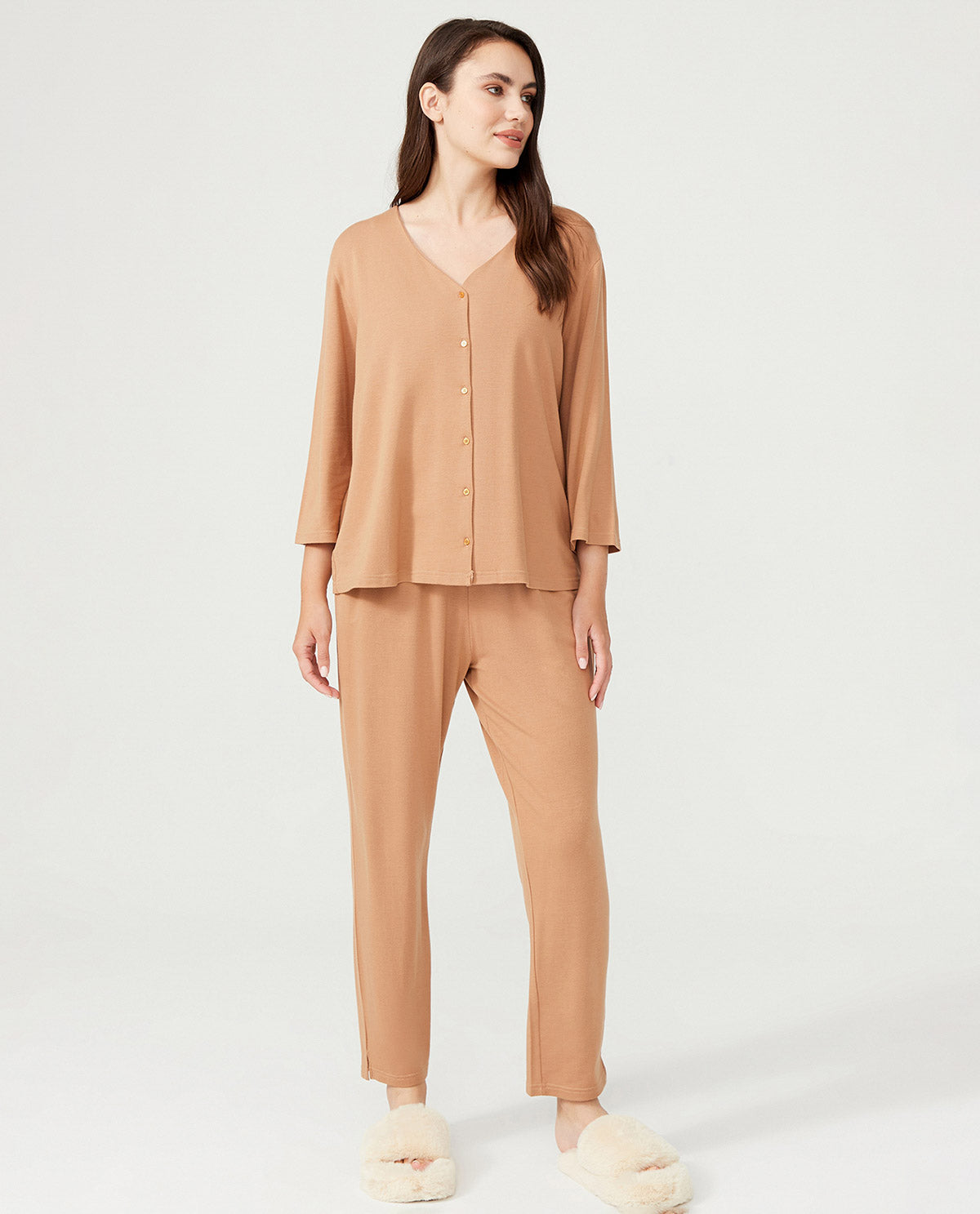Plus Size Loungewear Set Light Brown – Ocoza