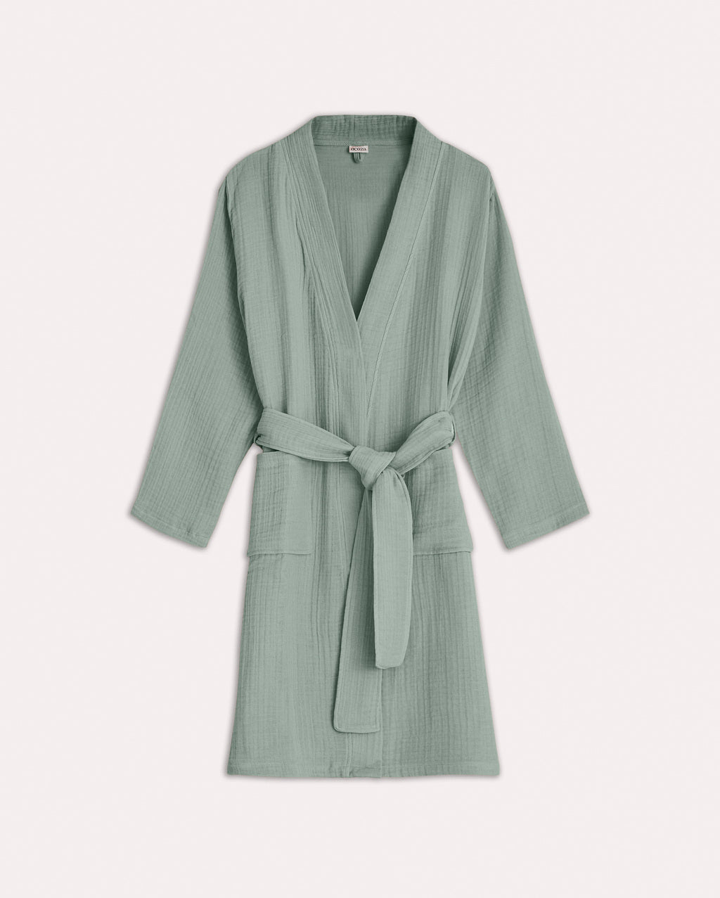 Sage Green Muslin Cotton Bathrobe Ocoza