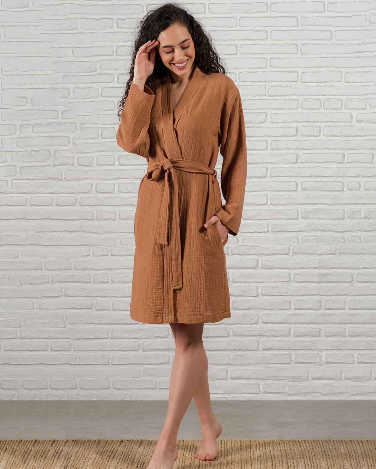 Muslin Cotton Bathrobe - Sunset Ocoza Muslin Cotton Bathrobe - Sunset Ocoza