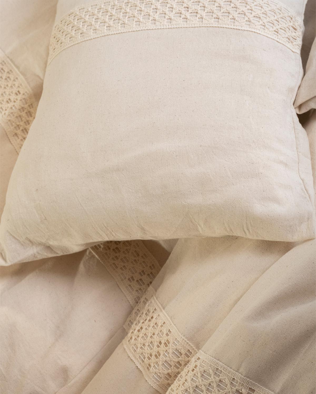 Cotton Belgian Stripe Duvet Cover Set - White