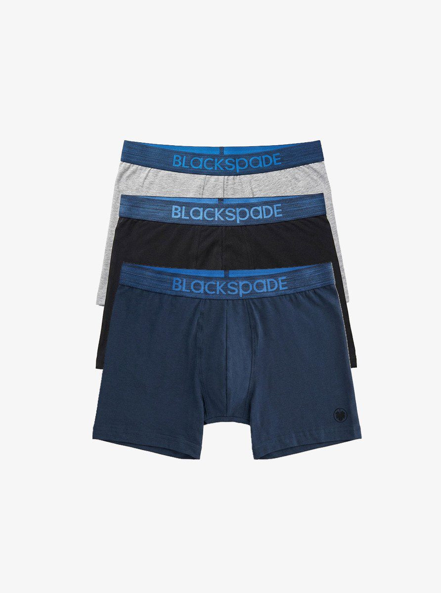 Herren Boxer Shorts 3er-Pack - Grau Blau Schwarz
