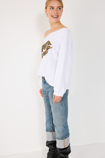 Sweatshirt mit Leopardenmuster und Lippenprint
