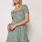 Small Floral Patterned Dress with Guipeli String Ties