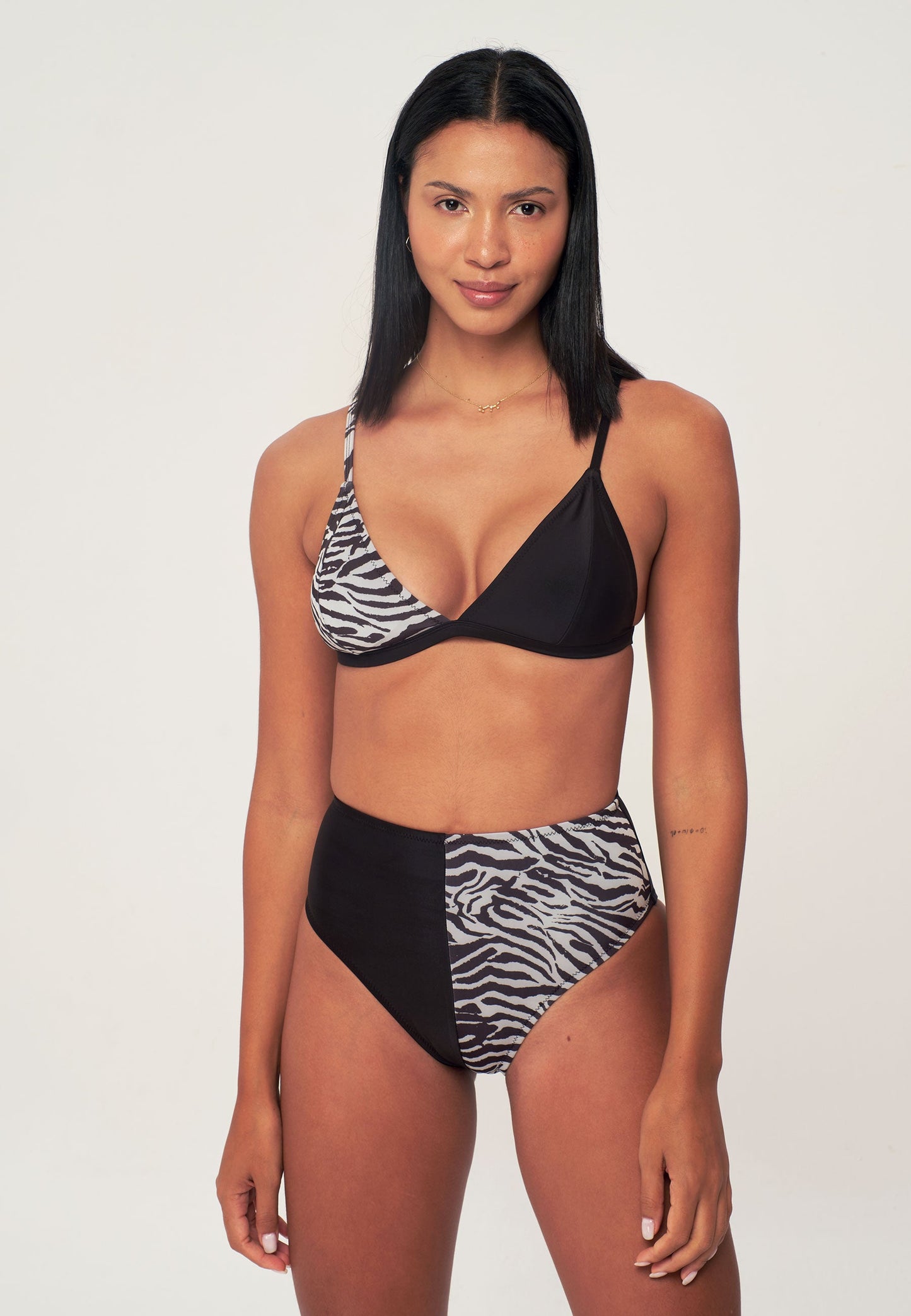 High Waist Bikini Bottom - Zebra Pattern Printed