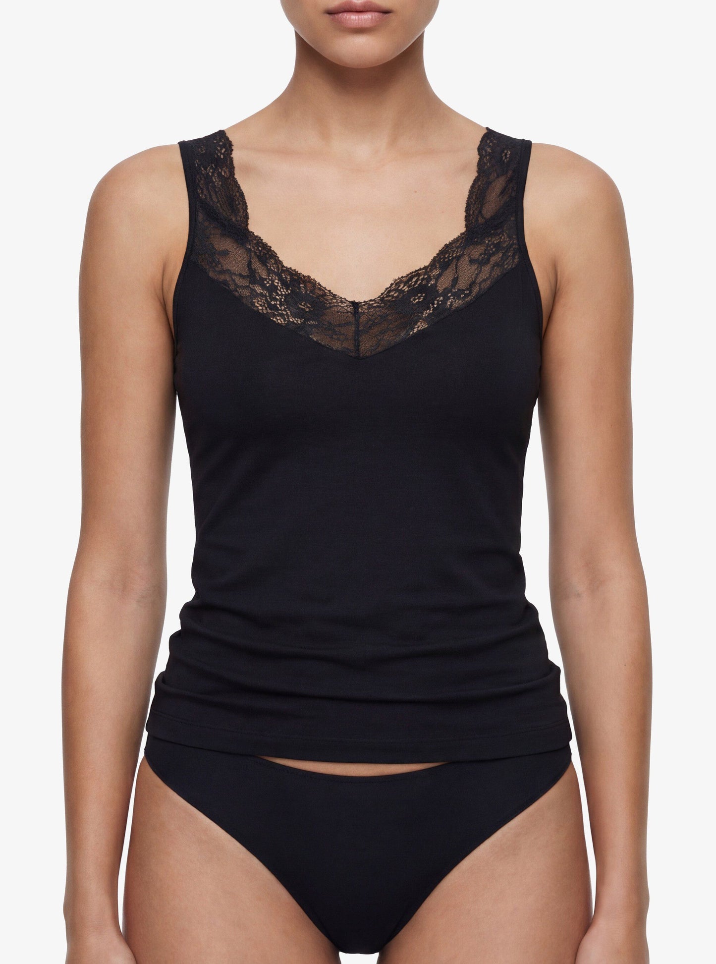 Damen Modal Elastan Top 1343 - Schwarz