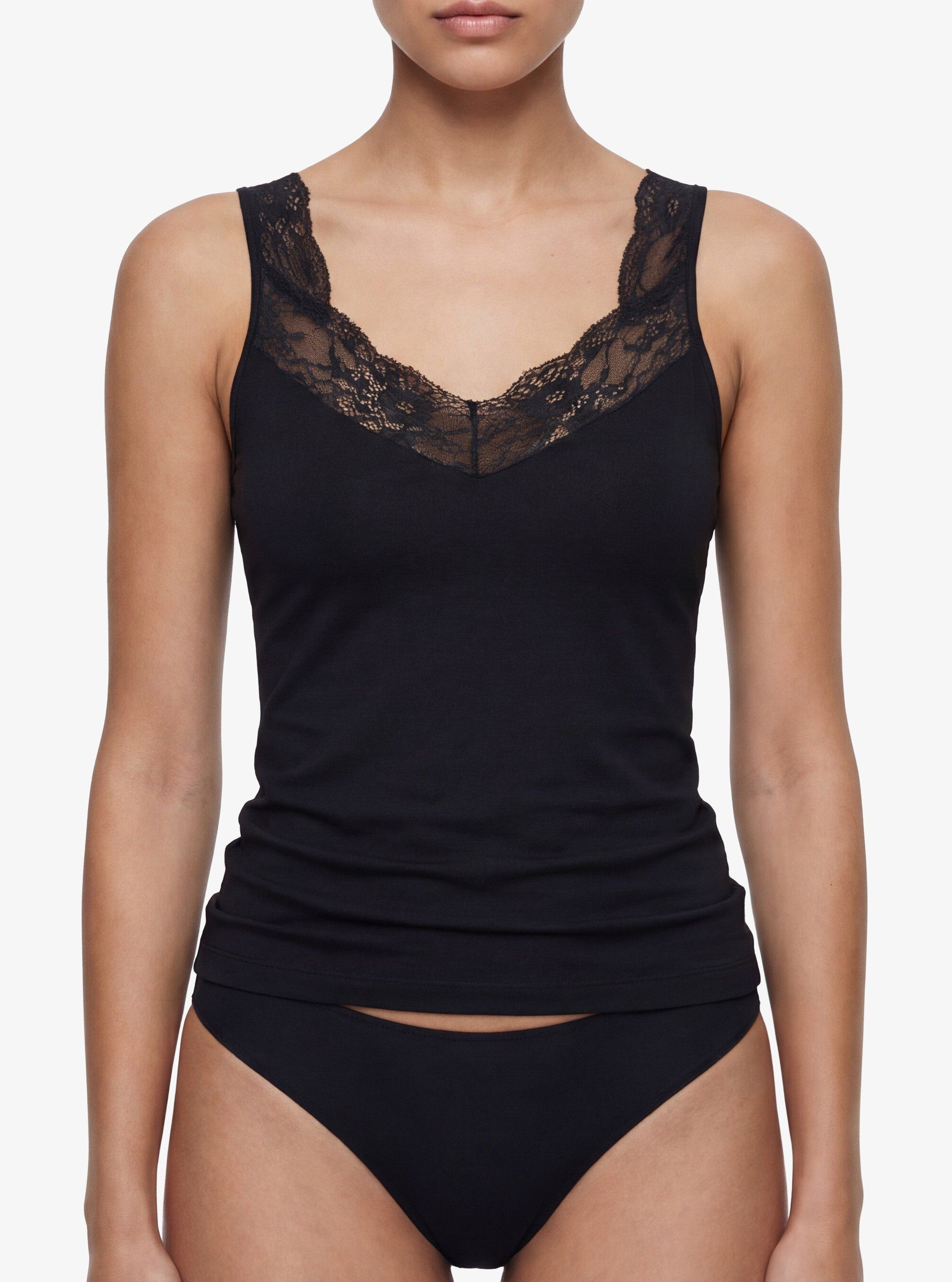 Damen Modal Elastan Top 1343 - Schwarz