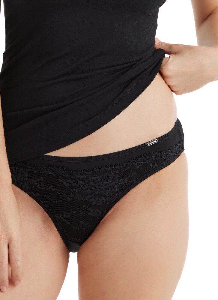 Damen Spitzen Slips Komfort Klassiker 1345 - Schwarz