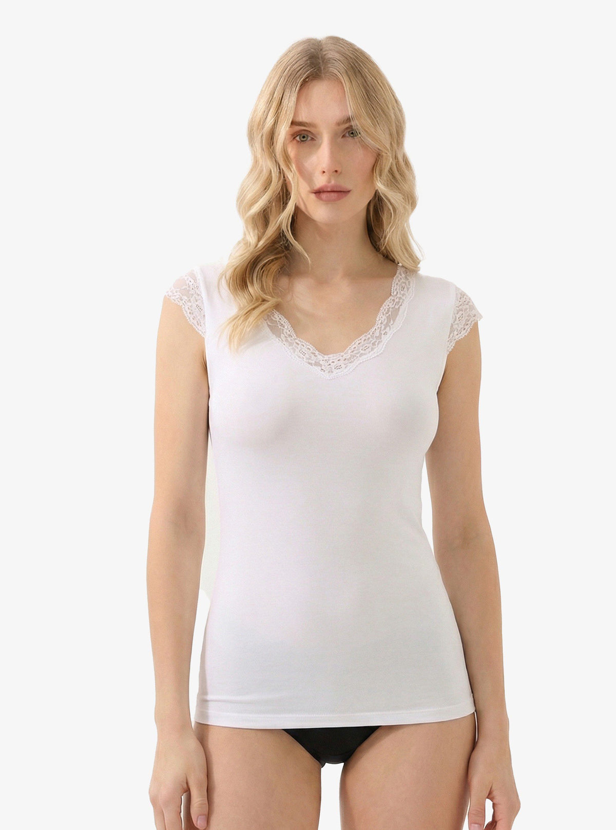 Damen Modal Stretch T-Shirt 1348 - Weiß