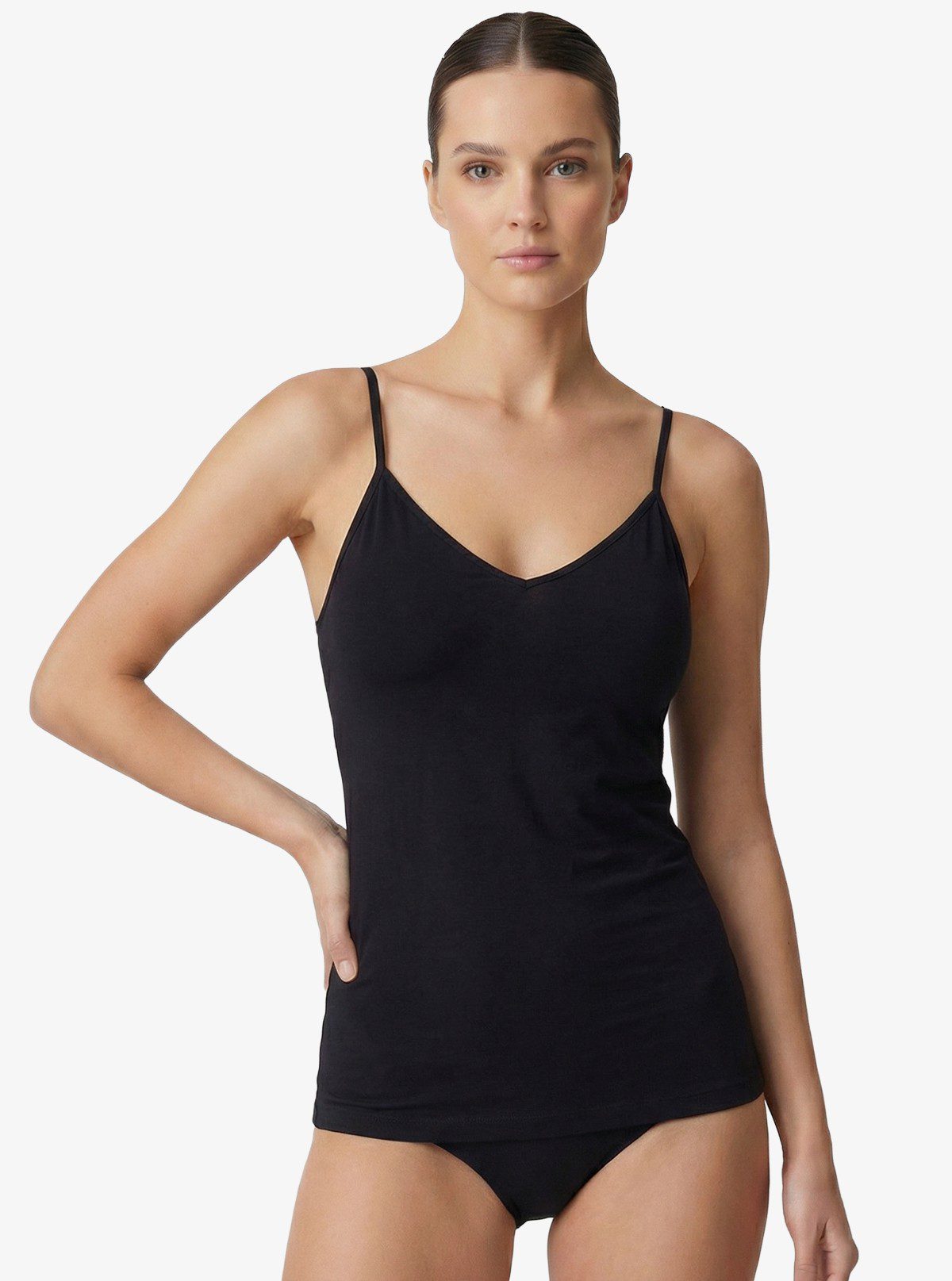 Damen Aura Satin Top 1403 - Schwarz