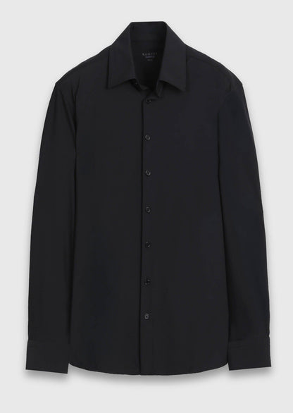 Schwarzes Regular Fit Strickshirt