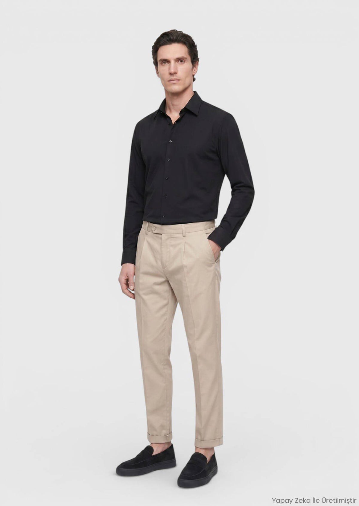 Schwarzes Regular Fit Strickshirt