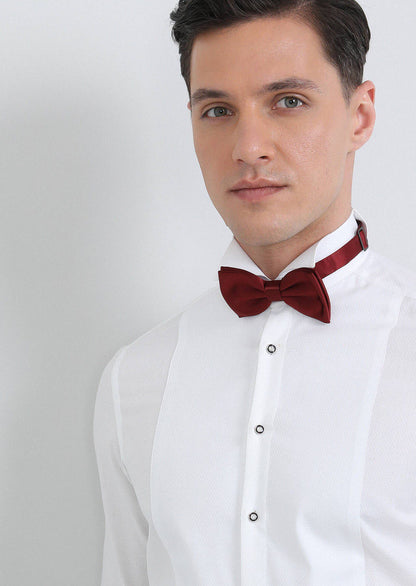 Weißes gemustertes Tuxedo Hemd, Doppelmanschette