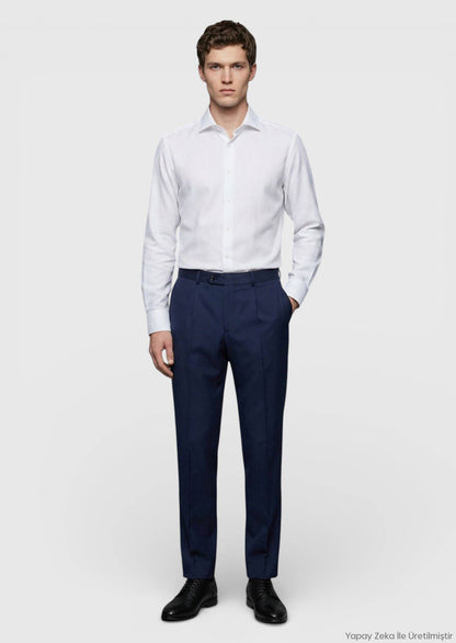 Saks Regular Fit Klassische 100% Wolle Hose