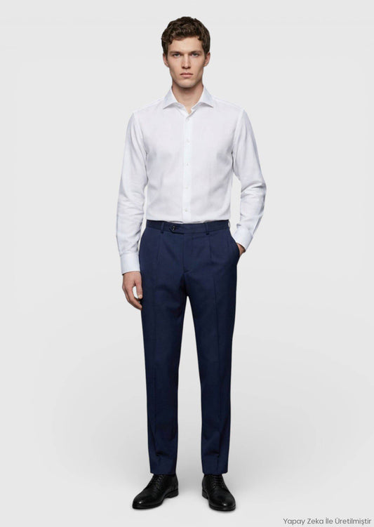 Saks Regular Fit Klassische 100% Wolle Hose