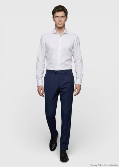 Saks Regular Fit Klassische 100% Wolle Hose