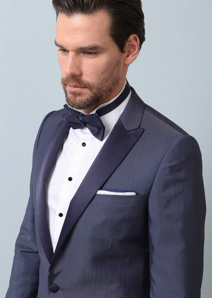 Blaues gemustertes Tuxedo mit Revers
