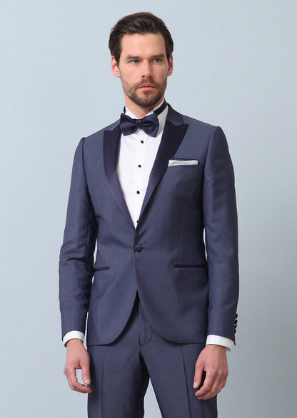 Blaues gemustertes Tuxedo mit Revers