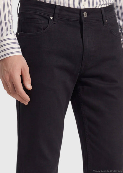Schwarze Slim Fit Denim-Hose aus Baumwolle