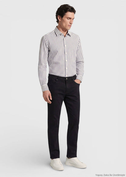 Schwarze Slim Fit Denim-Hose aus Baumwolle