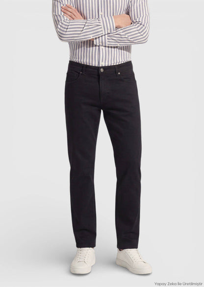 Schwarze Slim Fit Denim-Hose aus Baumwolle