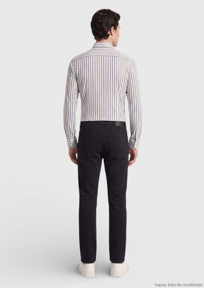 Schwarze Slim Fit Denim-Hose aus Baumwolle