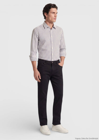 Schwarze Slim Fit Denim-Hose aus Baumwolle