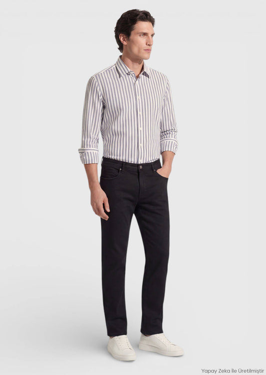 Schwarze Slim Fit Denim-Hose aus Baumwolle