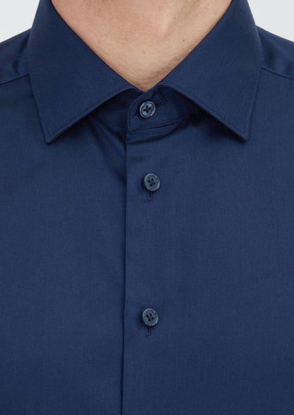 Marineblaues Feinhemd 100% Baumwolle