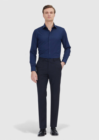Marineblaues Feinhemd 100% Baumwolle