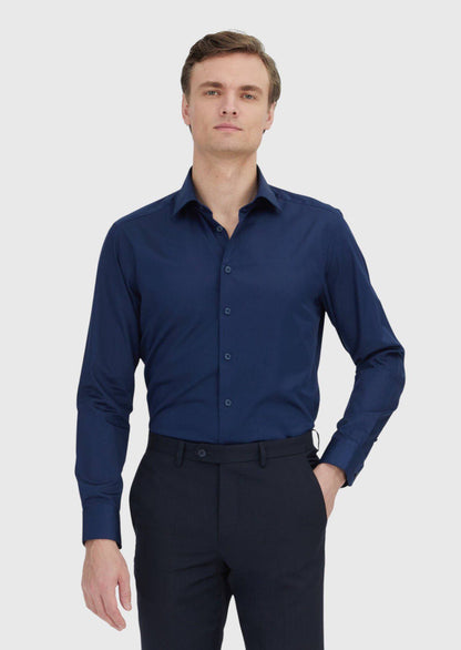 Marineblaues Feinhemd 100% Baumwolle
