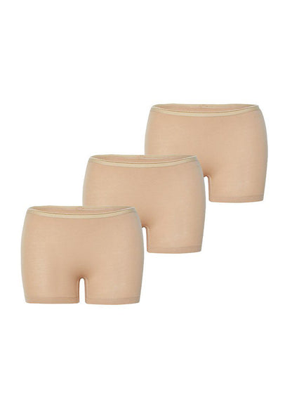 Damen Boxer Shorts 3er Set - Beige