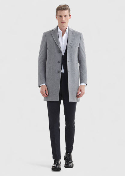 Grau Regular Fit Schmetterlingskragen Mantel
