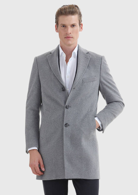 Grau Regular Fit Schmetterlingskragen Mantel