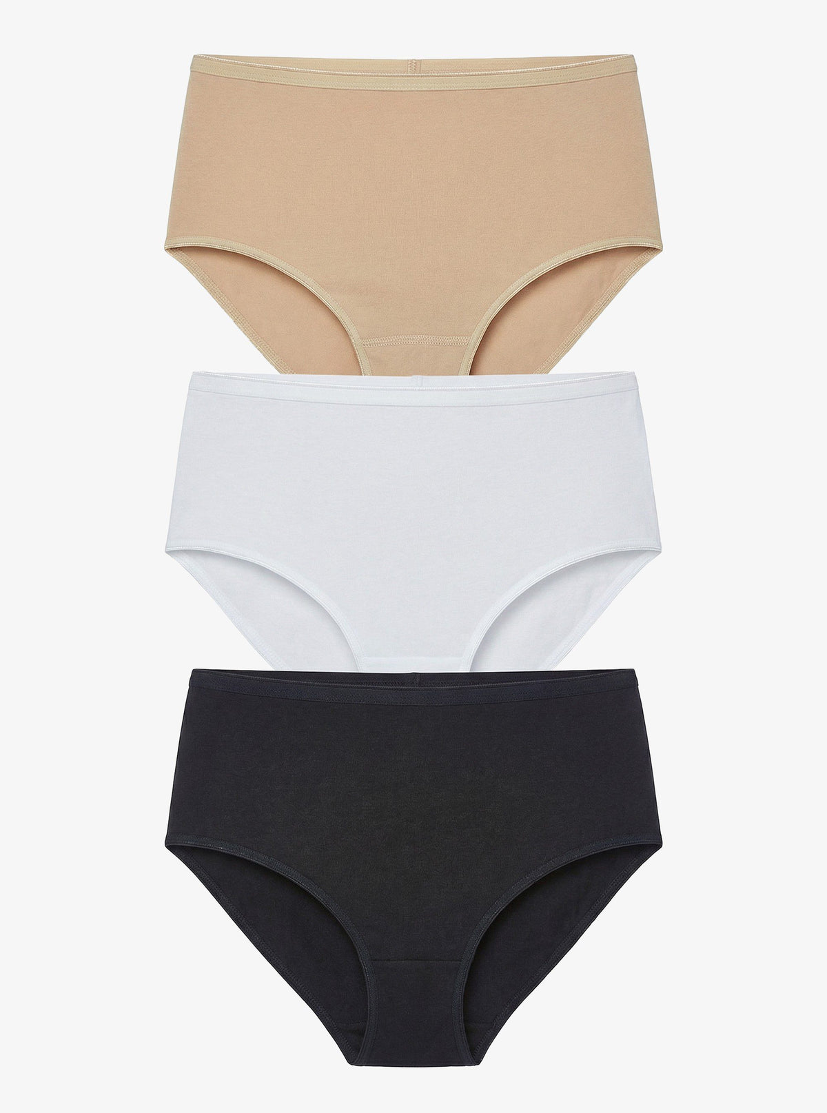 Damen Slips 3er-Pack Essentiell 1577 - Weiß Schwarz