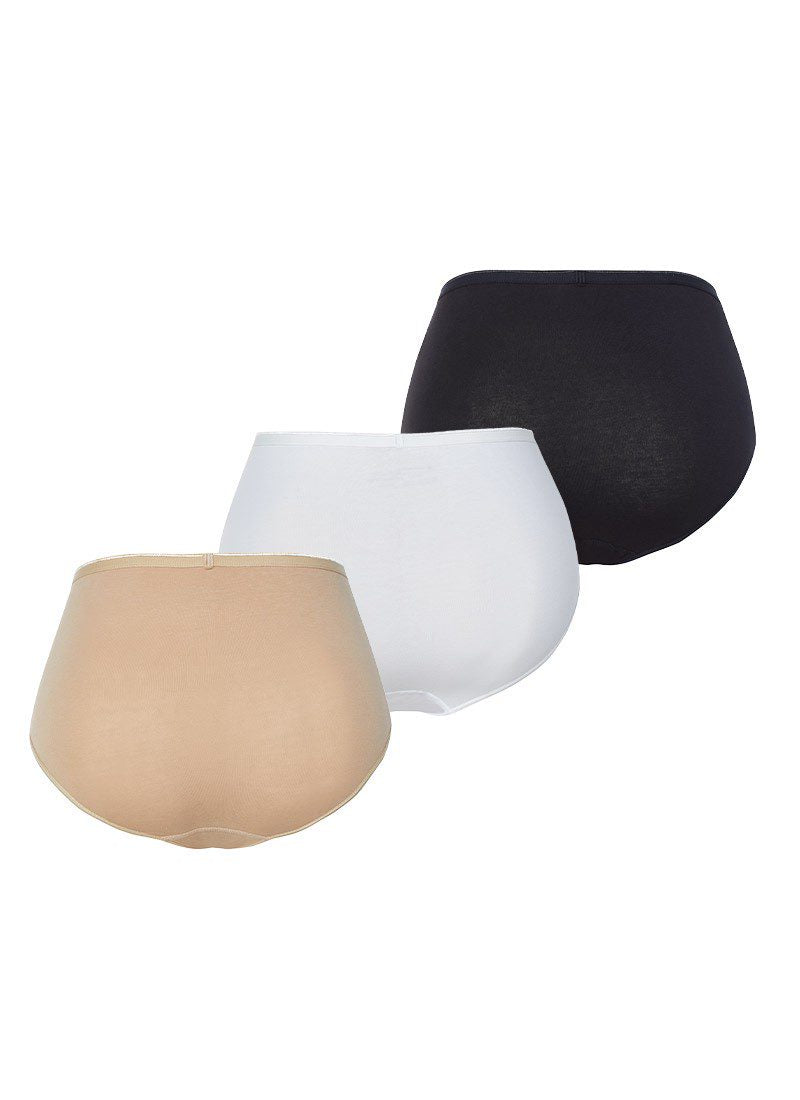 Damen Slips 3er-Pack Essentiell 1577 - Weiß Schwarz