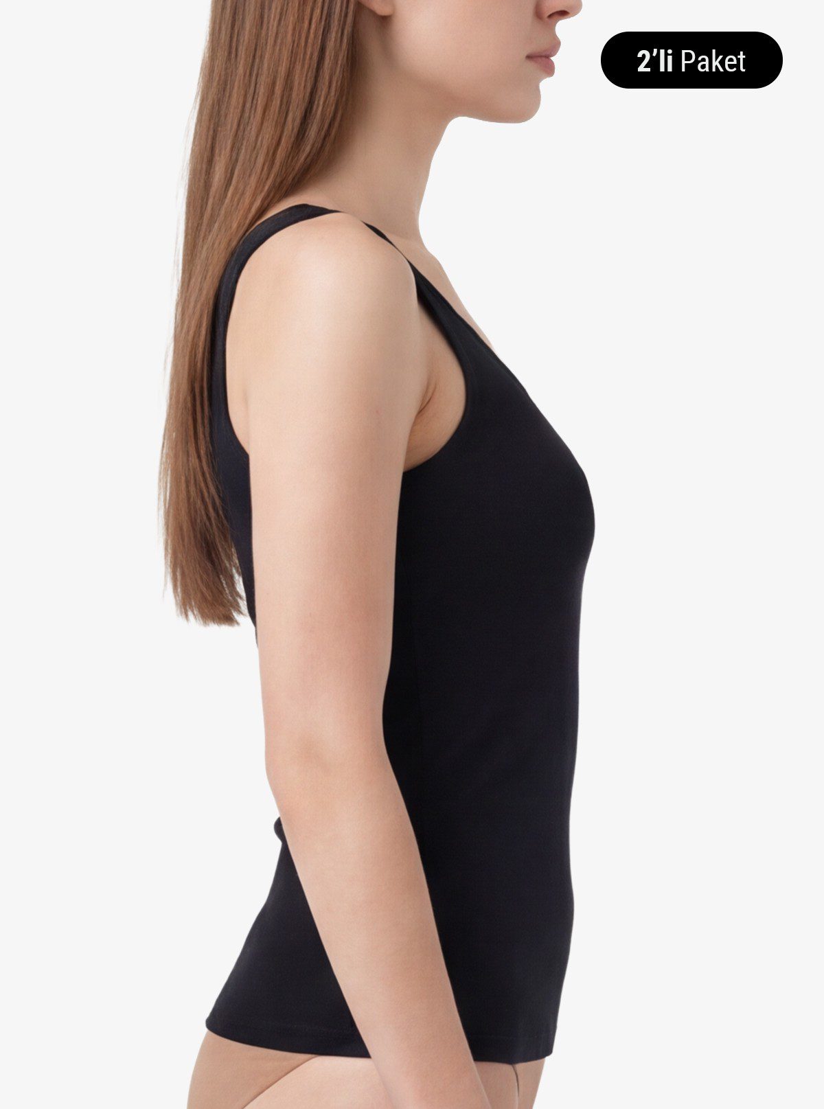Damen Essentials Top 2er-Pack - Schwarz