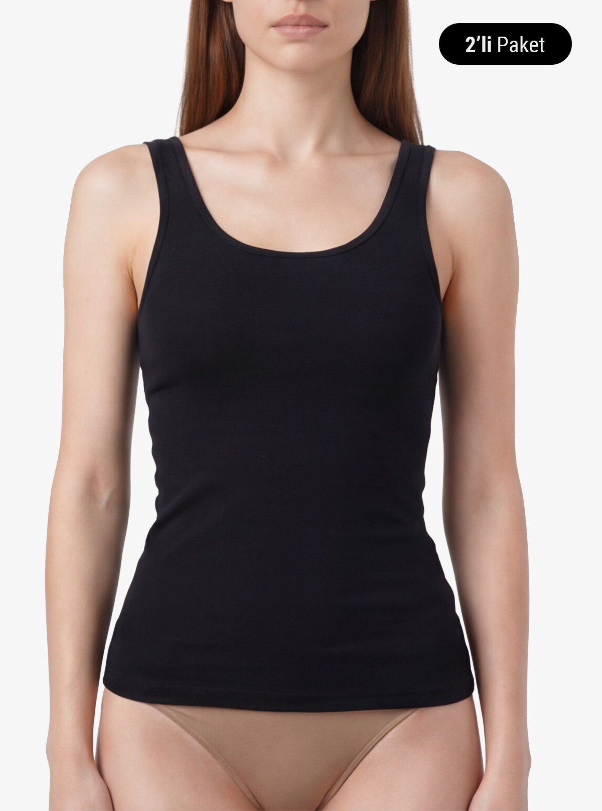 Damen Essentials Top 2er-Pack - Schwarz