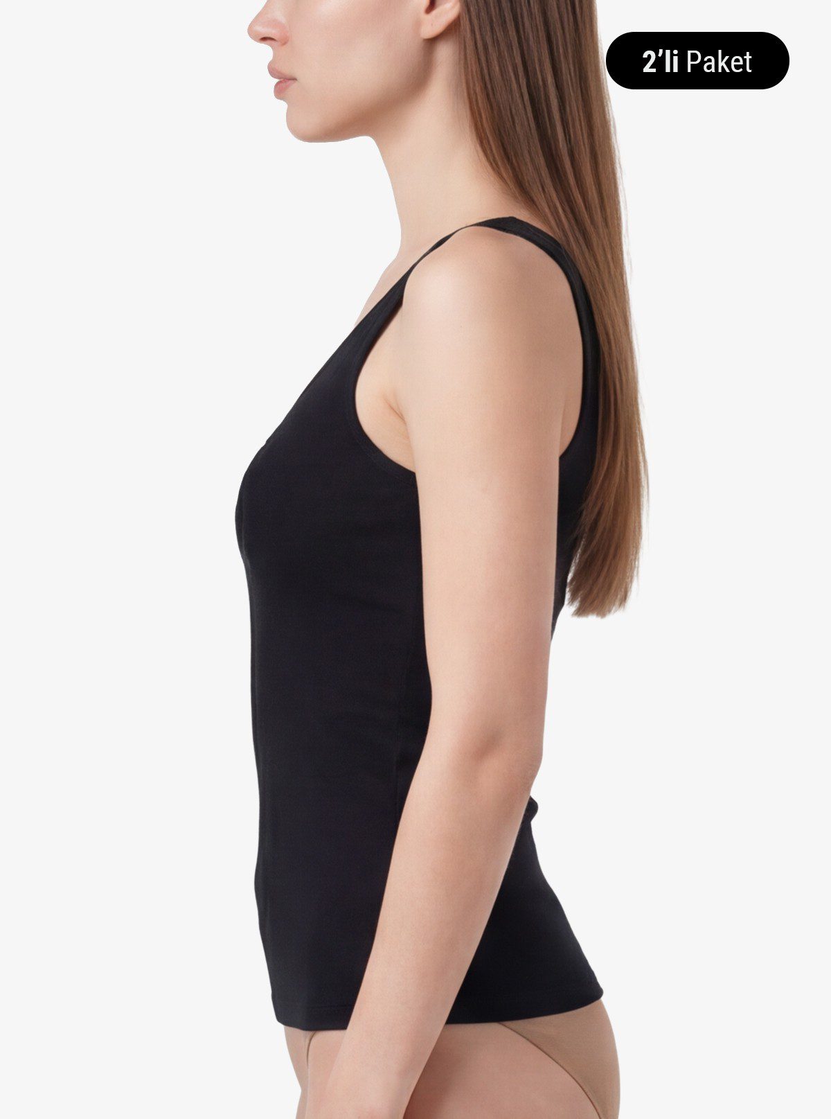 Damen Essentials Top 2er-Pack - Schwarz