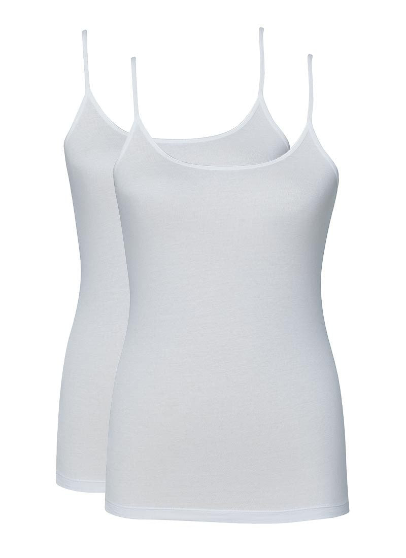Damen Top mit dünnen Trägern 2er-Pack - Weiß