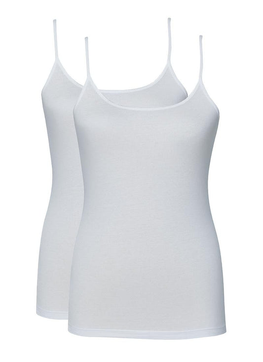 Damen Top mit dünnen Trägern 2er-Pack - Weiß