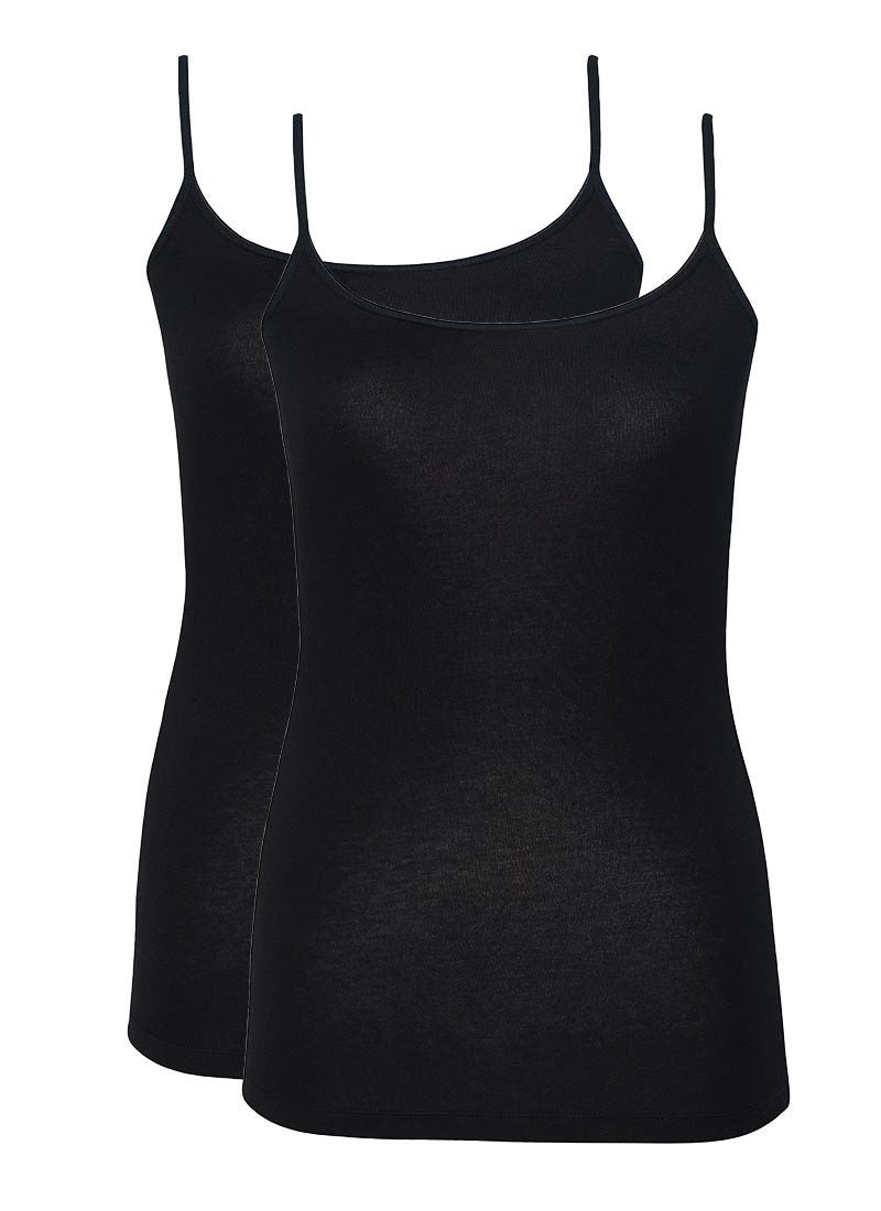 Damen Top mit dünnen Trägern 2er-Pack - Schwarz