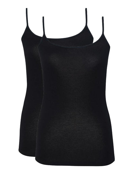 Damen Top mit dünnen Trägern 2er-Pack - Schwarz