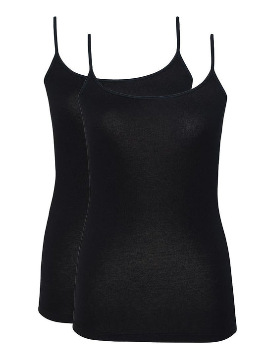 Damen Top mit dünnen Trägern 2er-Pack - Schwarz