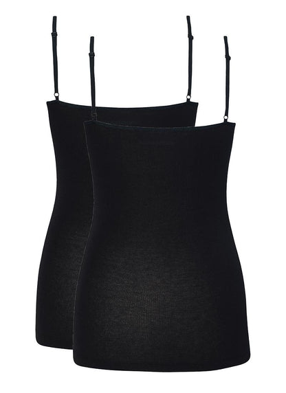 Damen Top mit dünnen Trägern 2er-Pack - Schwarz