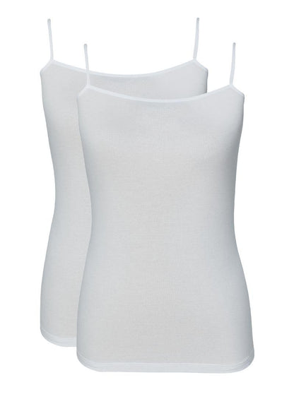Damen Top mit dünnen Trägern 2er-Pack - Weiß